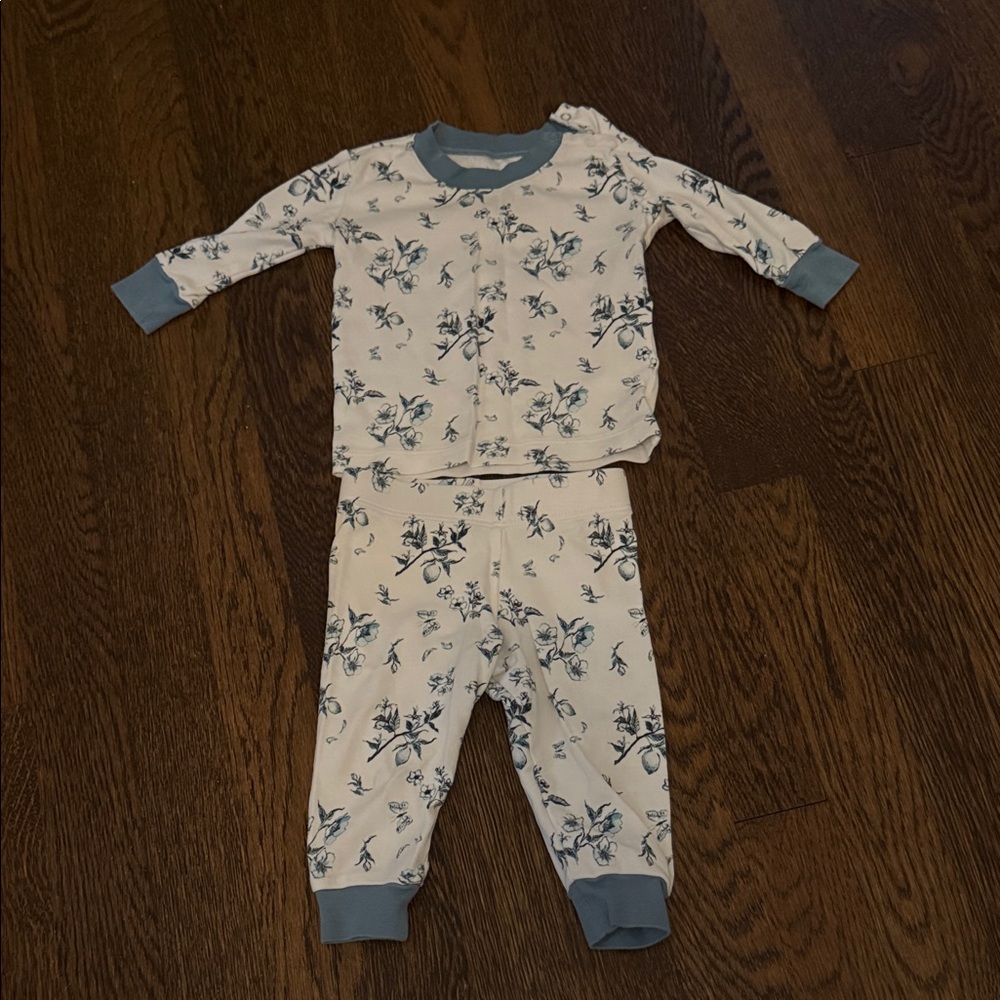LAKE Floral Toddler Pajama Set - Blue and White